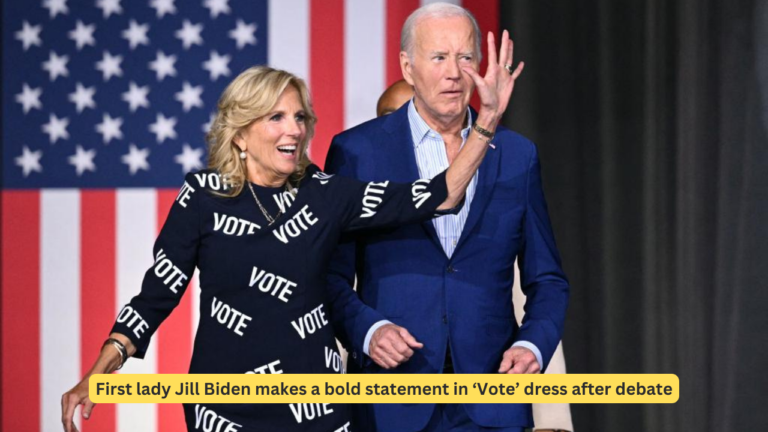 First lady Jill Biden makes a bold statement in ‘Vote’ dress after debate